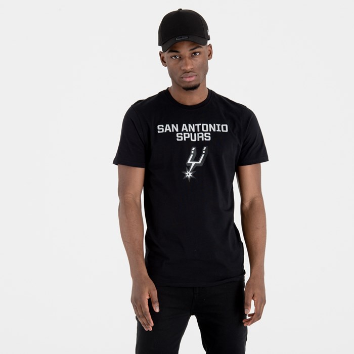 San Antonio Spurs Team Logo Miesten T-paita Mustat - New Era Vaatteet Tukkukauppa FI-961385